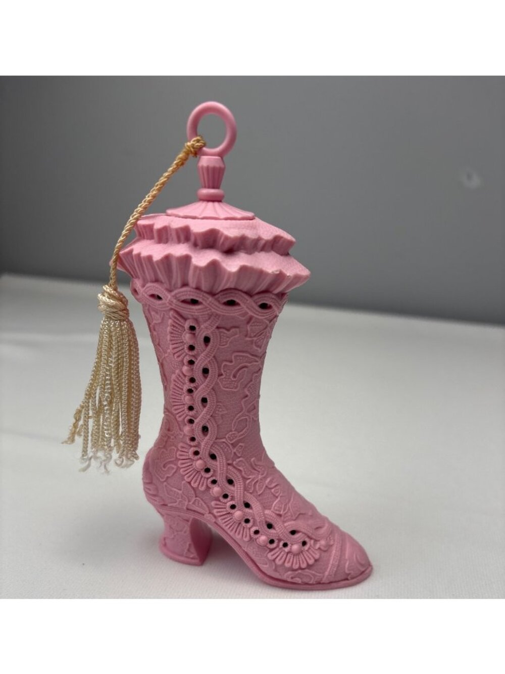 Avon Victorian Pink Tassel Boot Pomander Clutching 70s Charm Scent-Free Style